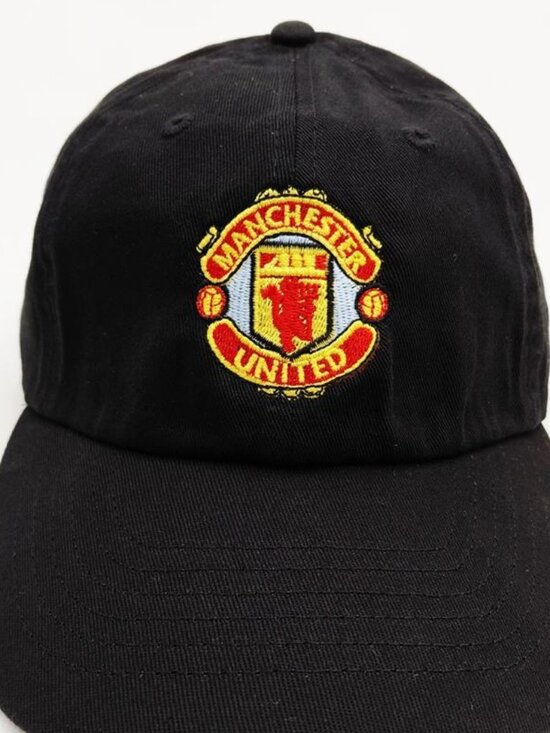 Manchester United FC Embroidered Dad Hat - Black Cotton Cap - USA Made - Devils main image 8